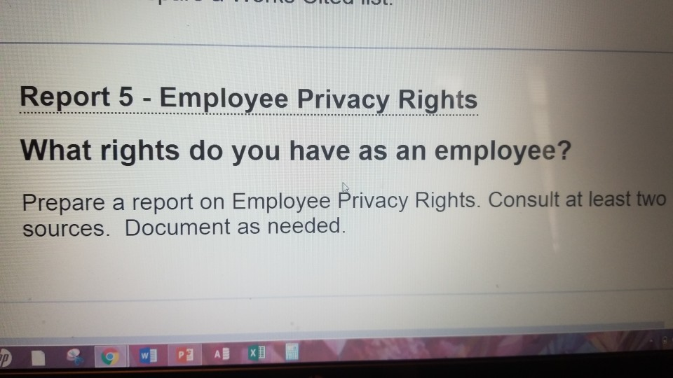 Solved Report 5- Employee Privacy Rights What Rights Do You | Chegg.com