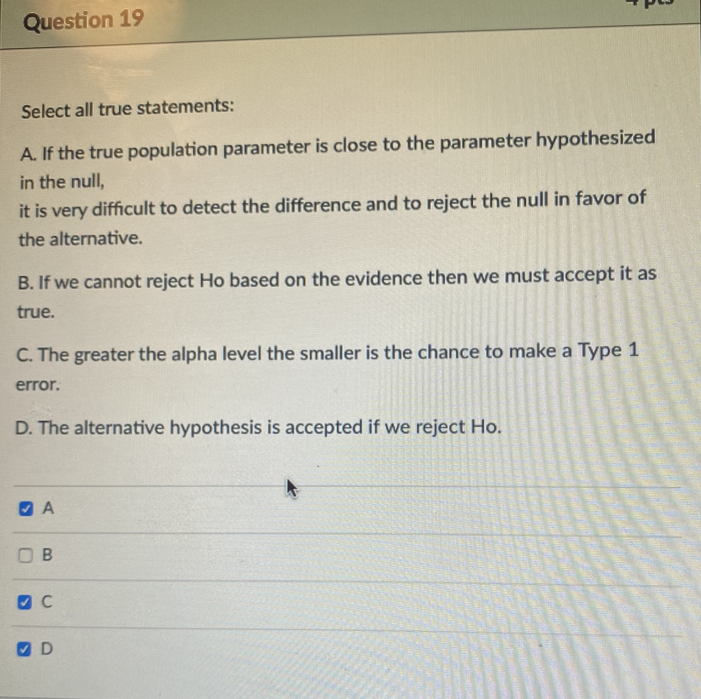 Solved Select All True Statements A If The True Population 