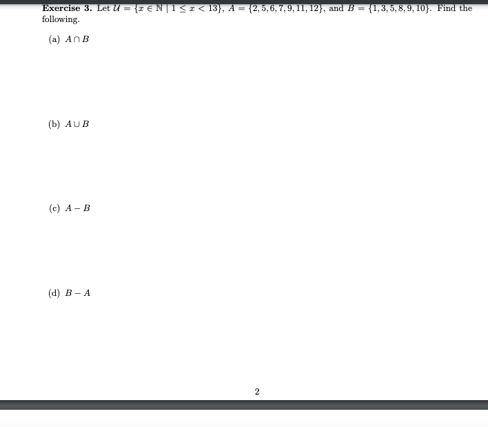 Solved Exercise 1. Express the given sets using set | Chegg.com