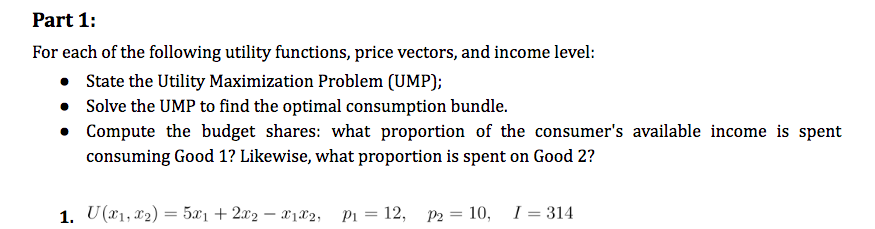 Solved For Each Of The Following Utility Functions, Price | Chegg.com