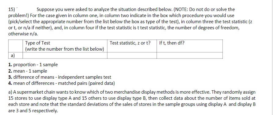 Solved 15) Suppose you were asked to analyze the situation | Chegg.com