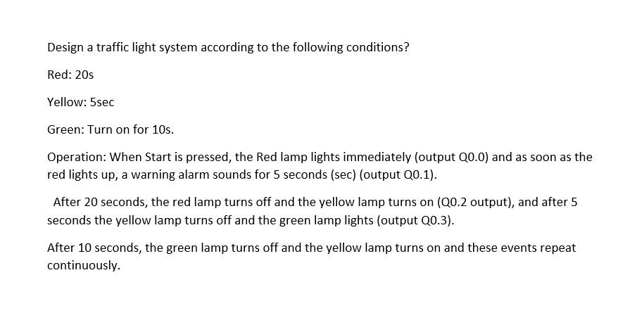 Solved Design a traffic light system according to the | Chegg.com