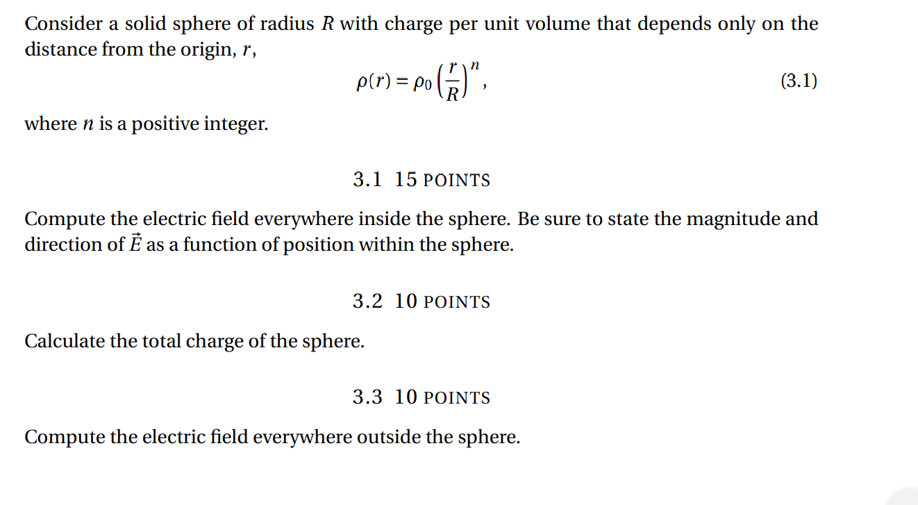 Solved Consider a solid sphere of radius R with charge per | Chegg.com