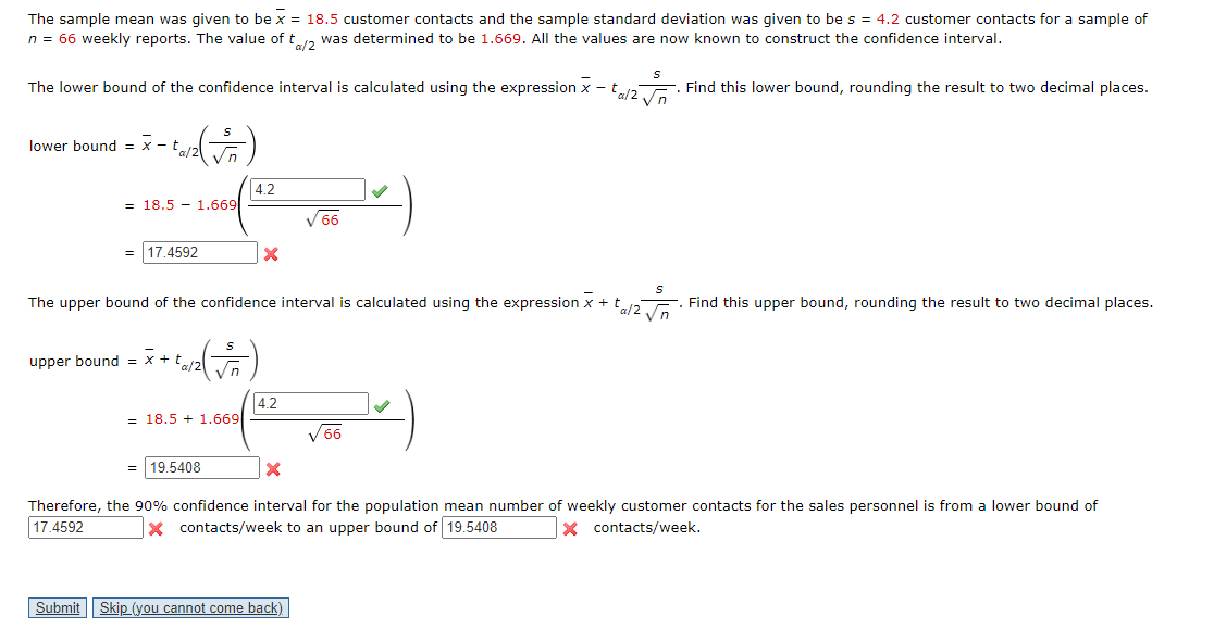 Solved The sample mean was given to be xˉ=18.5 customer | Chegg.com