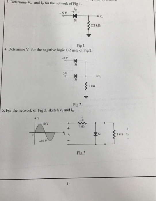 Solved Determine V_o and I_D for the network of Fig 1. | Chegg.com