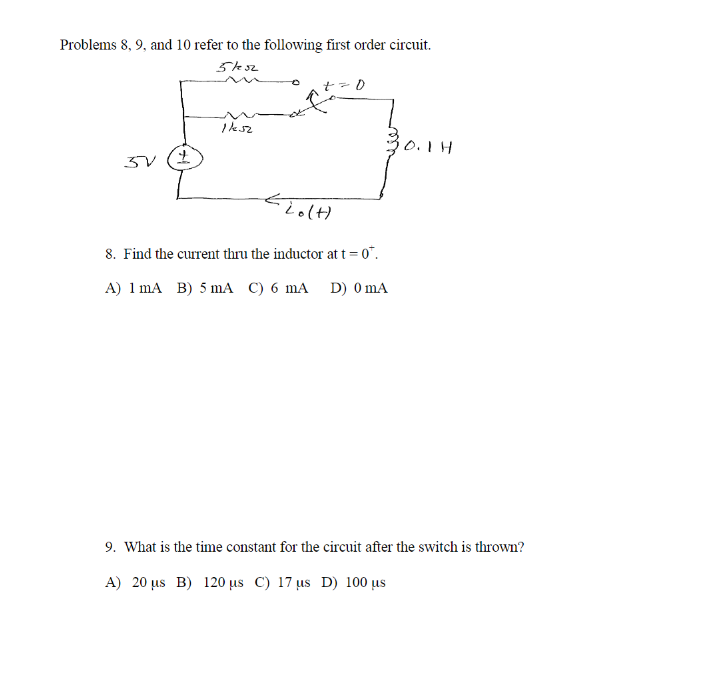 Solved Problems 8,9 , and 10 refer to the following first | Chegg.com