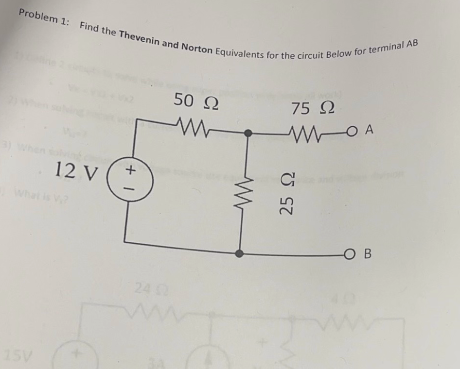 Solved Problem 1: Find The Thevenin And Norton Equivalents | Chegg.com