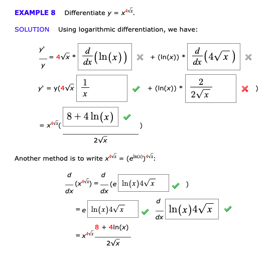 Solved EXAMPLE 8 Differentiate y = X SOLUTION Using | Chegg.com