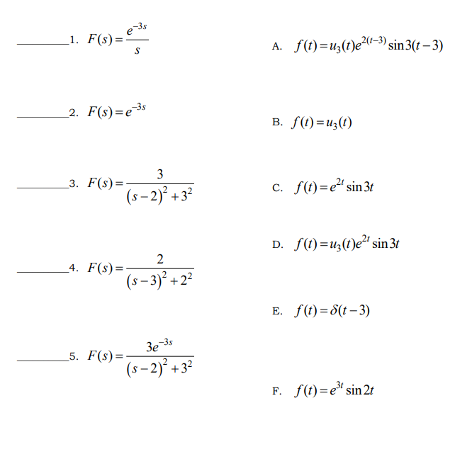 Solved Match each of the functions on the left with its | Chegg.com