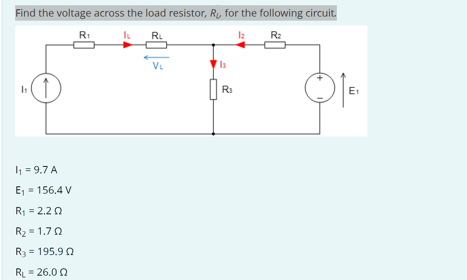 Solved Find the voltage across the load resistor, RL, for | Chegg.com