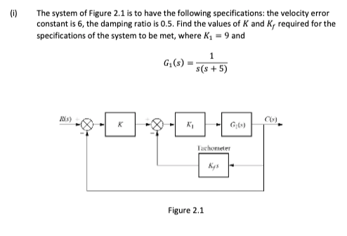 Solved (1) The system of Figure 2.1 is to have the following | Chegg.com