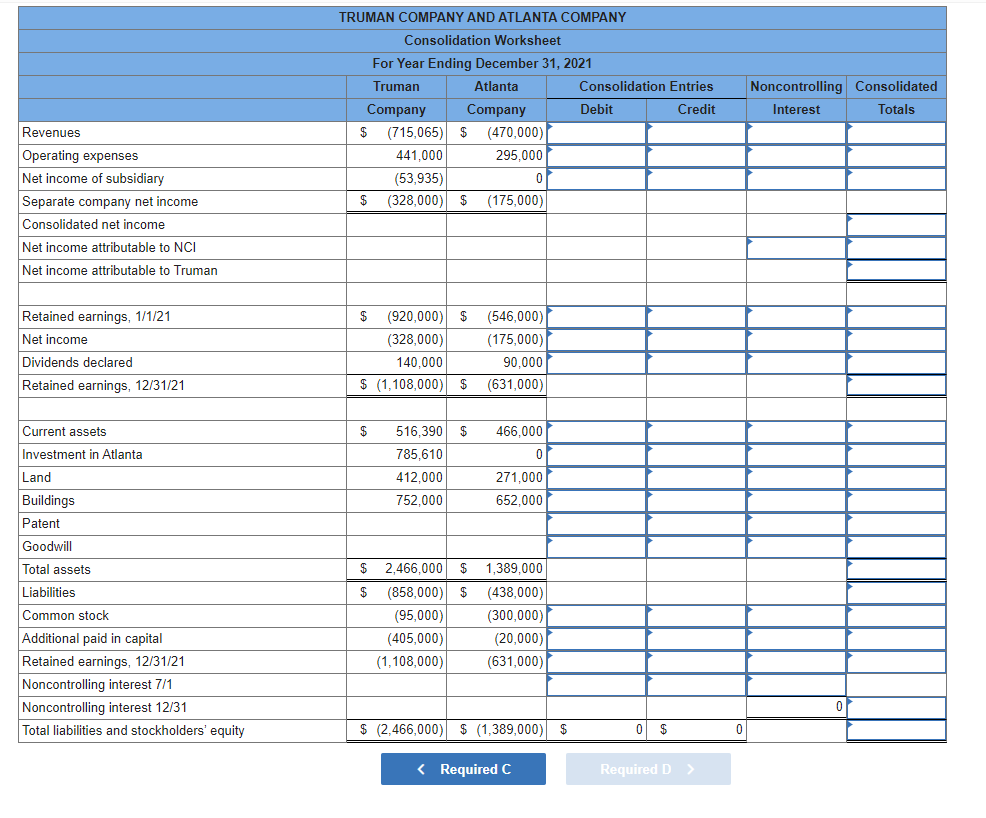 Solved On July 1, 2021, Truman Company acquired a 70 percent | Chegg.com