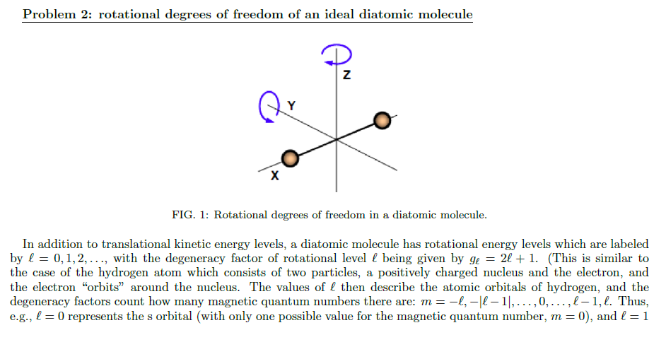 Solved Problem 2: rotational degrees of freedom of an ideal | Chegg.com