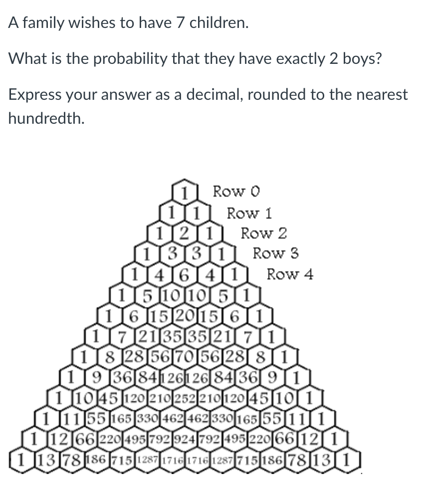 Solved A family wishes to have 7 children. What is the | Chegg.com