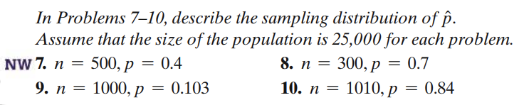Examples Problem In Sampling Distribution Solved In Problems 7-10, describe the sampling distribution | Chegg.com