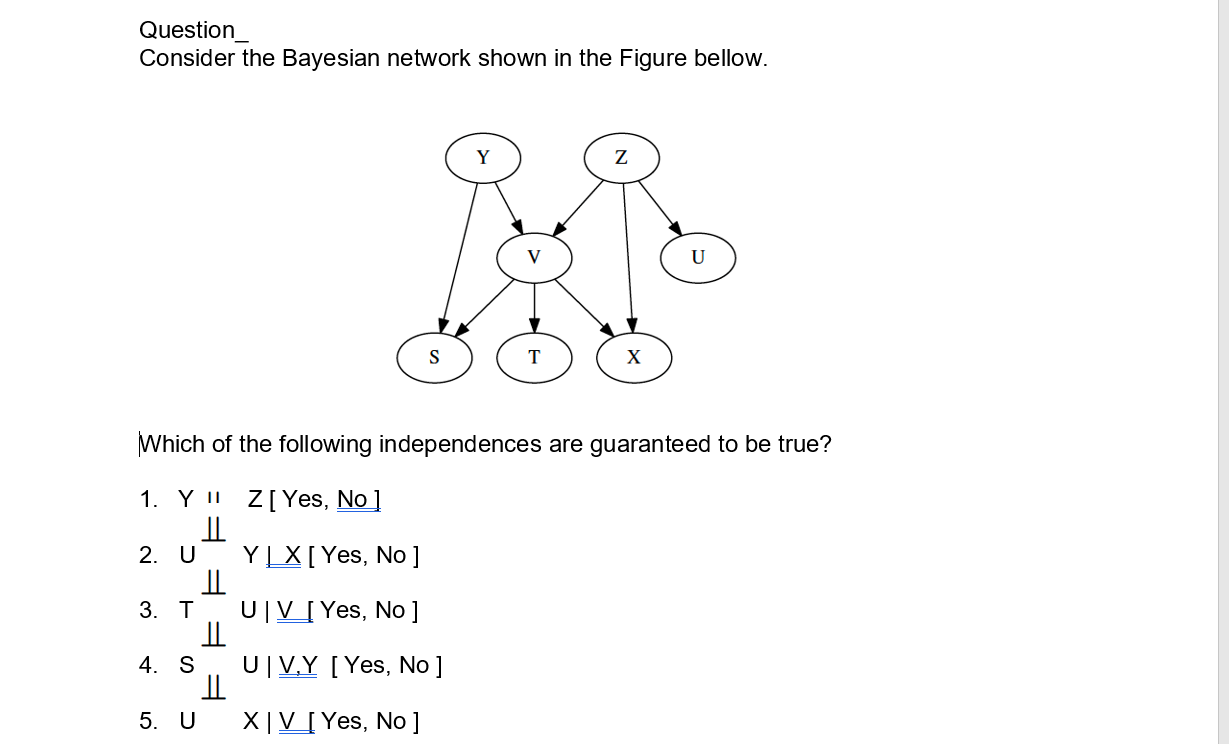 Solved Question Consider the Bayesian network shown in the | Chegg.com