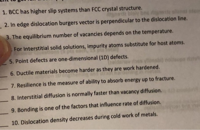 Solved 1. BCC has higher slip systems than FCC crystal | Chegg.com