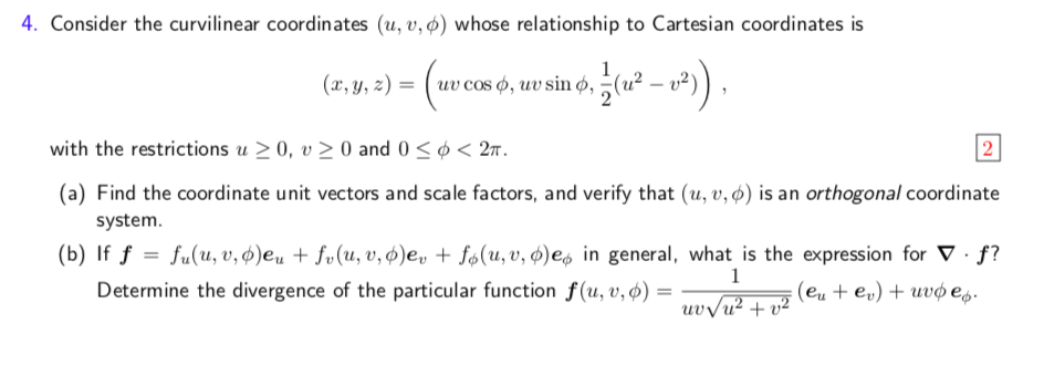 Consider The Curvilinear Coordinates (u, V, φ) | Chegg.com