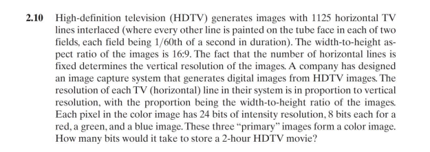 10 High-definition television (HDTV) generates images | Chegg.com