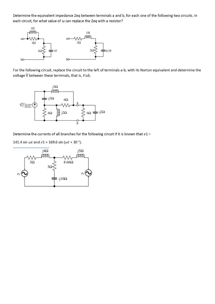 Solved Determine the equivalent impedance Zeq between | Chegg.com