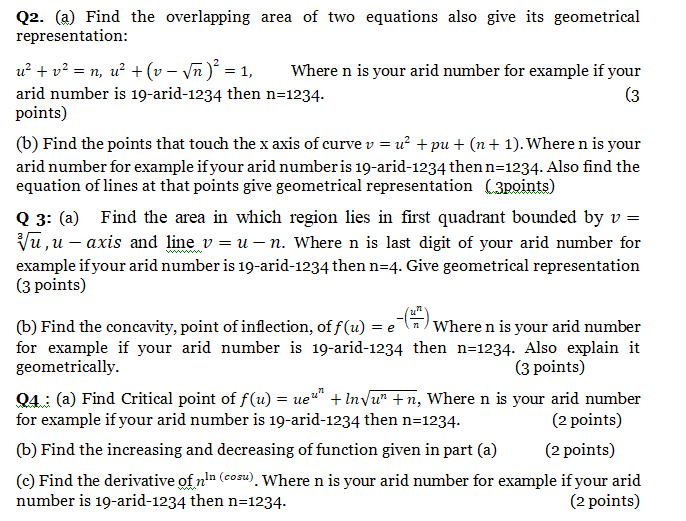 Solved Q2. (a) Find The Overlapping Area Of Two Equations | Chegg.com