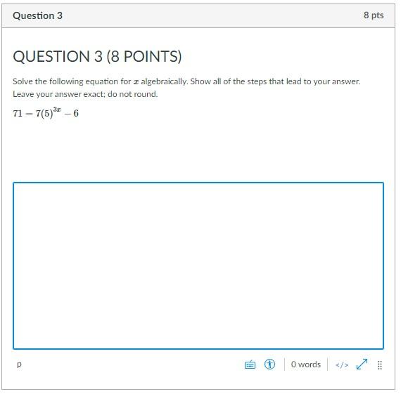 Solved Question 3 8 Pts QUESTION 3 (8 POINTS) Solve The | Chegg.com