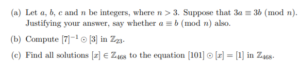 Solved (a) Let A, B, C And N Be Integers, Where N >3. | Chegg.com