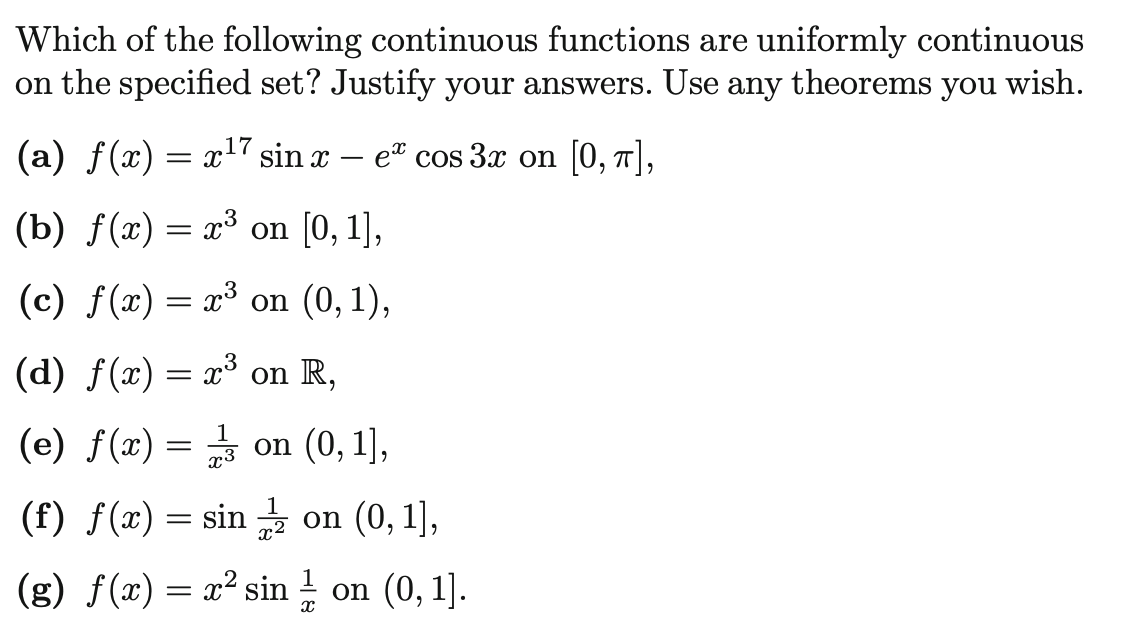 Solved Which of the following continuous functions are