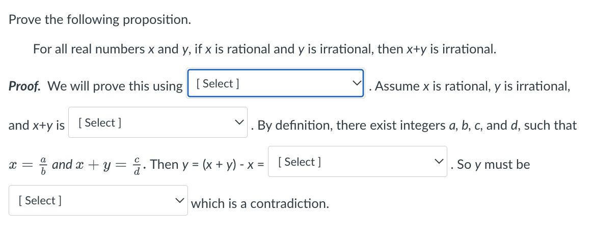 Solved Prove the following proposition. For all real numbers | Chegg.com
