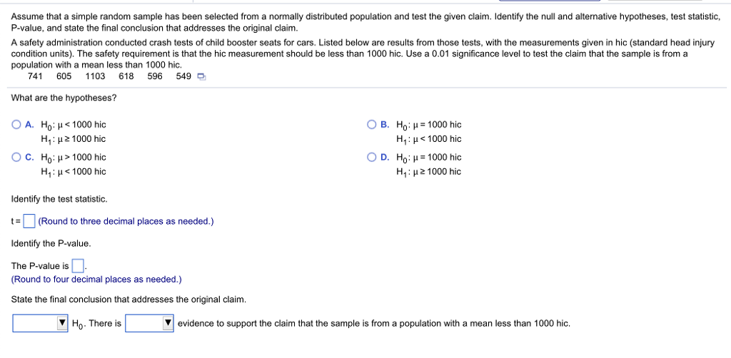 Solved Assume that a simple random sample has been selected