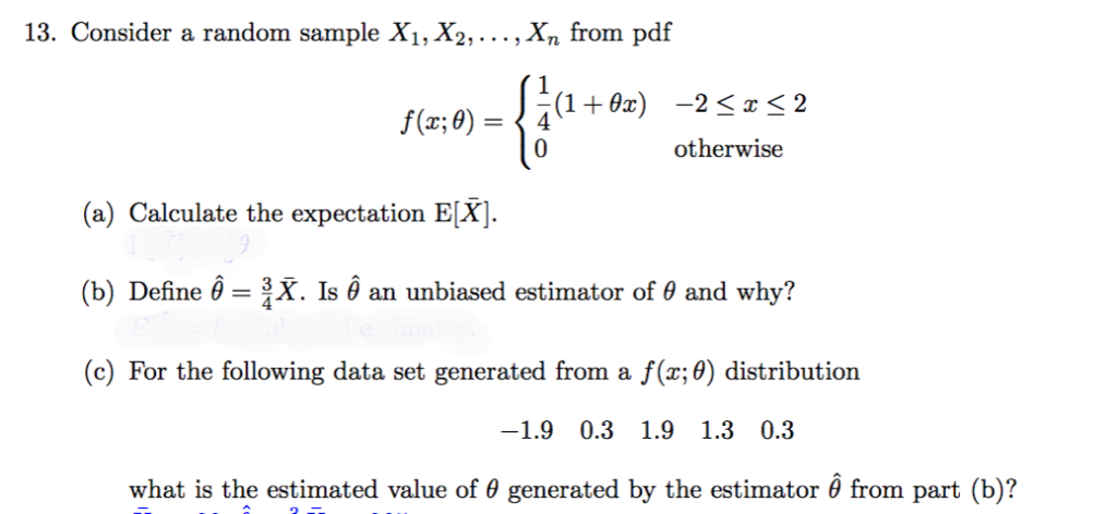 Solved 13 Consider A Random Sample X1 X2 From Chegg Com