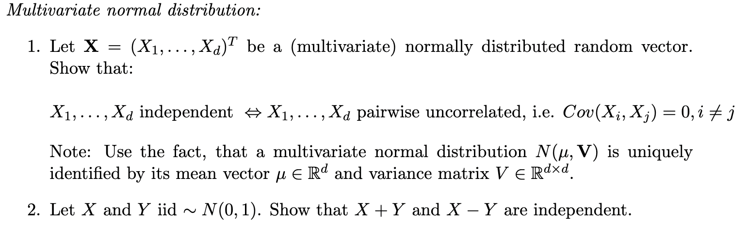 Solved Multivariate Normal Distribution: = 1. Let X = (X1, | Chegg.com