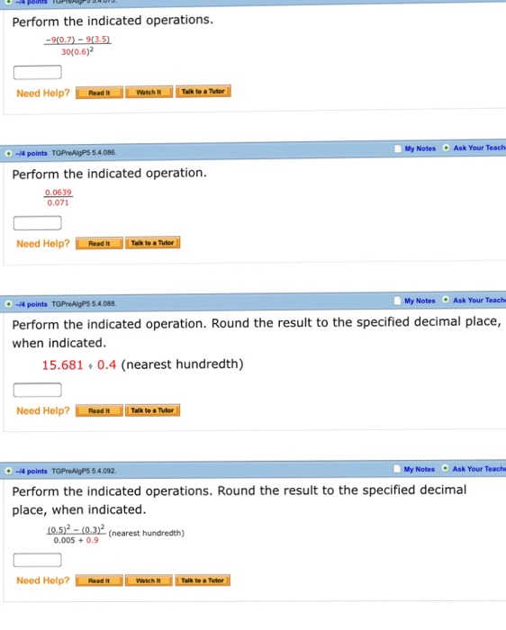 Solved Perform the indicated operations. -9(0.7) - | Chegg.com