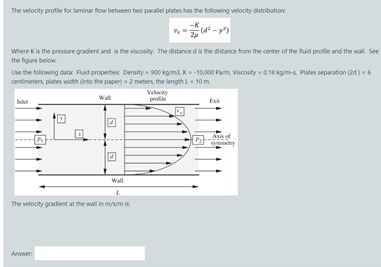 Solved The velocity profile for laminar flow between two | Chegg.com