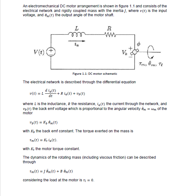 Solved An electromechanical DC motor arrangement is shown in | Chegg.com