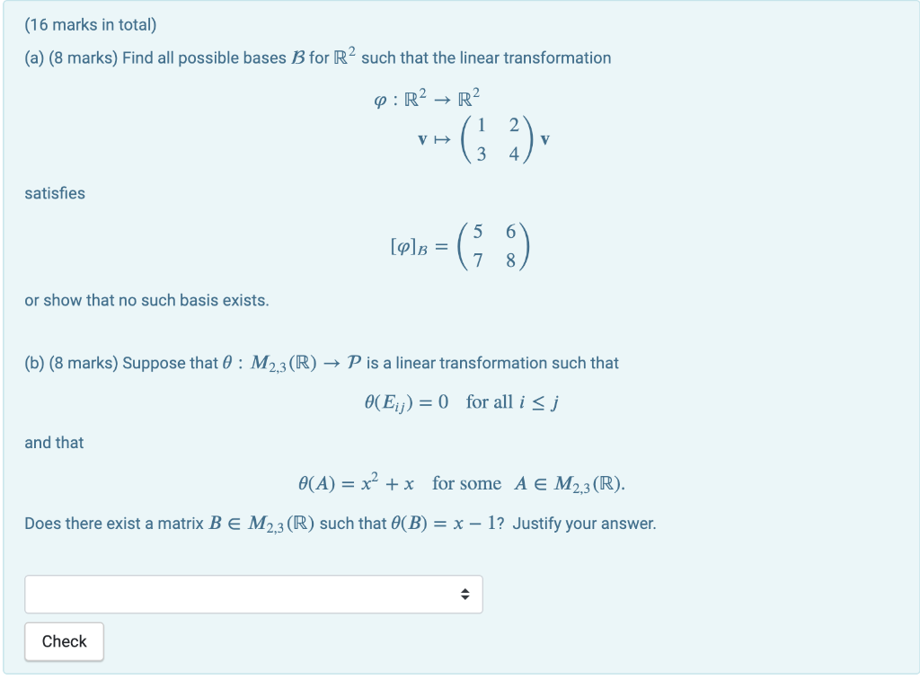 Solved (a) (8 Marks) Find All Possible Bases B For R2 Such | Chegg.com