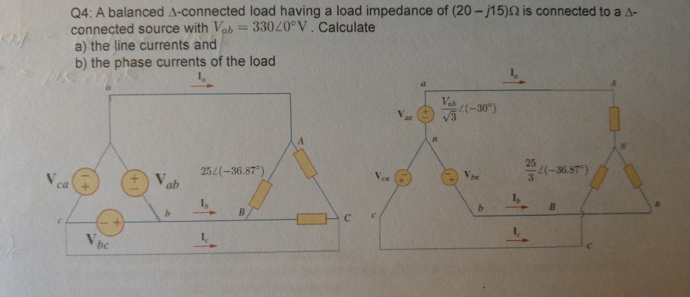 Solved Q4: A balanced A-connected load having a load | Chegg.com
