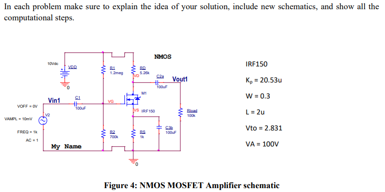 Solved Please show all work involved in this MOSFET | Chegg.com