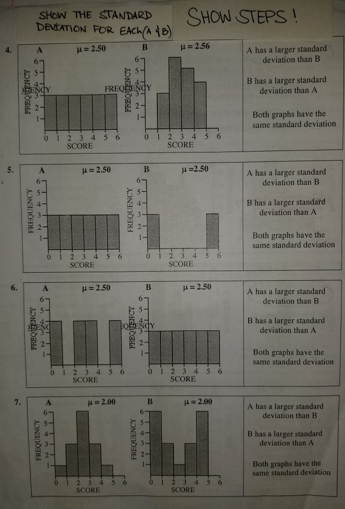 Solved SHoW THE STANDARD SHOW STEPS DEvMATION FOR EACh(A e) | Chegg.com