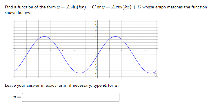 Solved Find a function of the form y=Asin(kx)+C or | Chegg.com