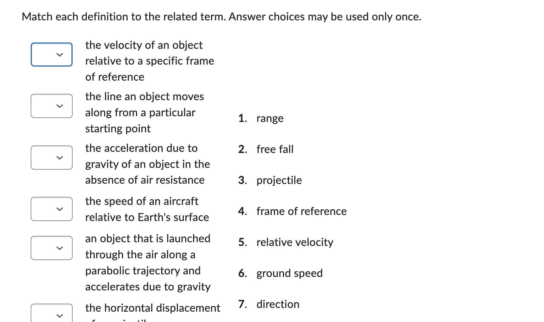 Solved Match Each Definition To The Related Term. Answer | Chegg.com