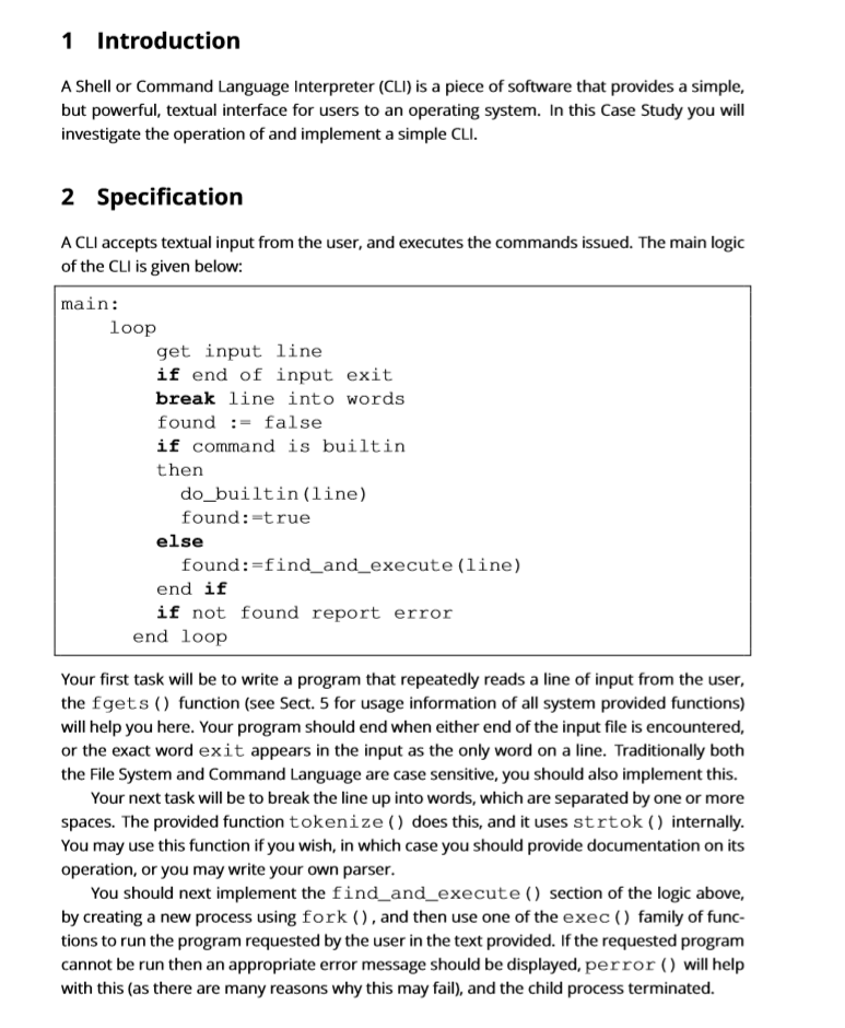 1 Introduction A Shell or Command Language | Chegg.com