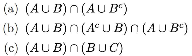 Solved (a) (AUB) N(AU BC) (b) (AU B)(ACU Bàn(AUBC) (c) (AUB) | Chegg.com