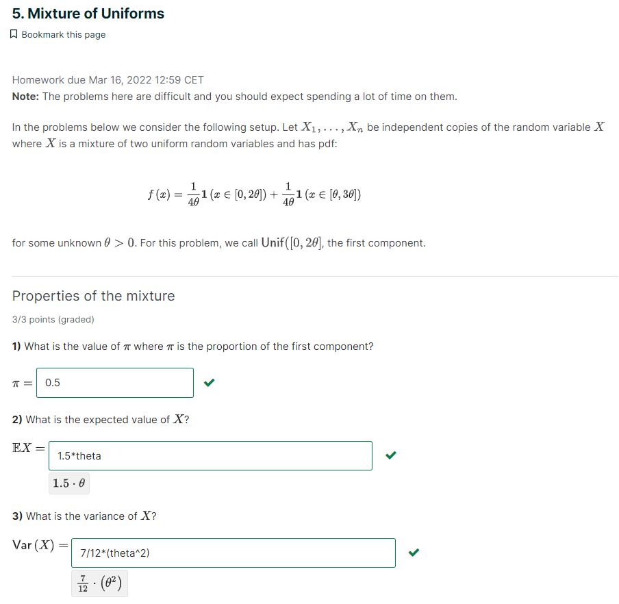 Solved 5. Mixture of Uniforms Bookmark this page Homework