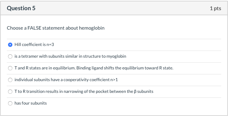 Solved Question 4 1 pts Choose a FALSE statement about | Chegg.com