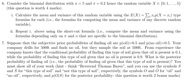 Solved 6. Consider the binomial distribution with n = 5 and | Chegg.com