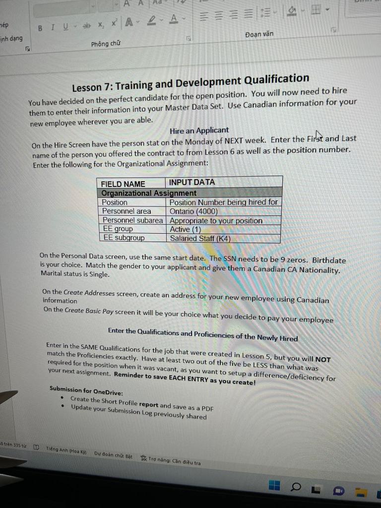 Lesson 7: Training and Development Qualification You | Chegg.com
