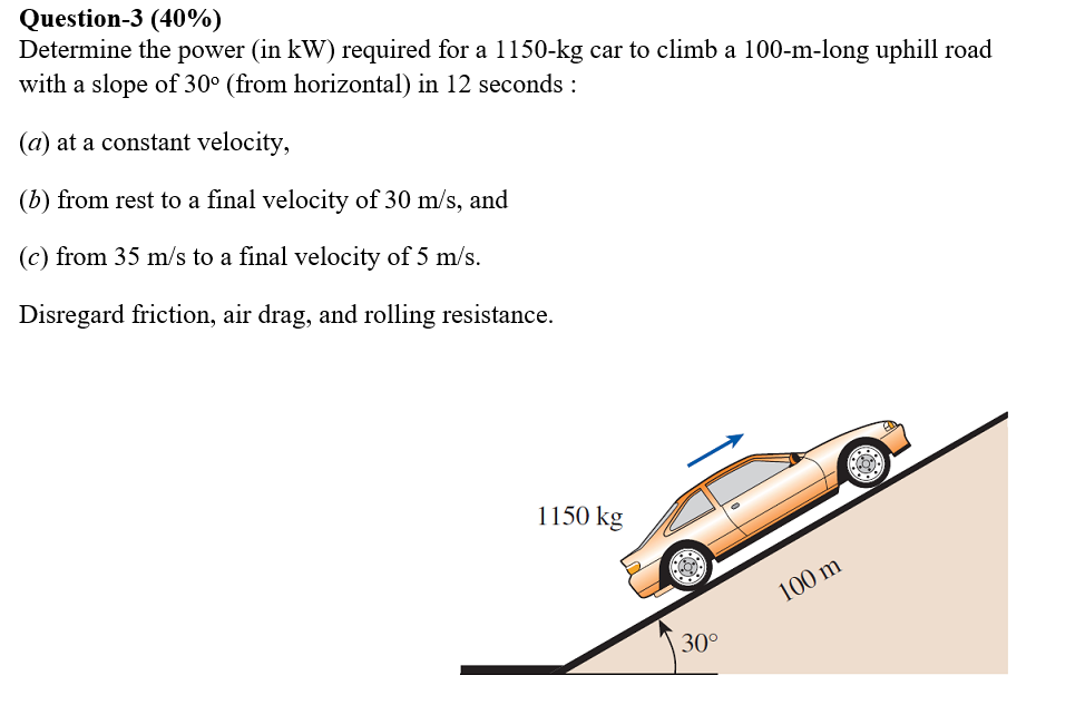 Solved Question-3 (40%) Determine The Power (in KW) Required | Chegg.com