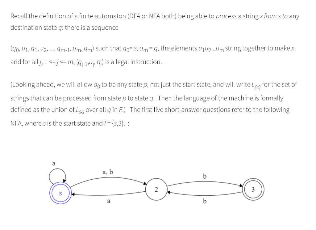 Solved Recall The Definition Of A Finite Automaton Dfa O Chegg Com