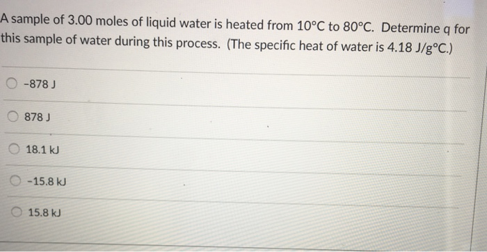 Solved A sample of 3.00 moles of liquid water is heated from | Chegg.com
